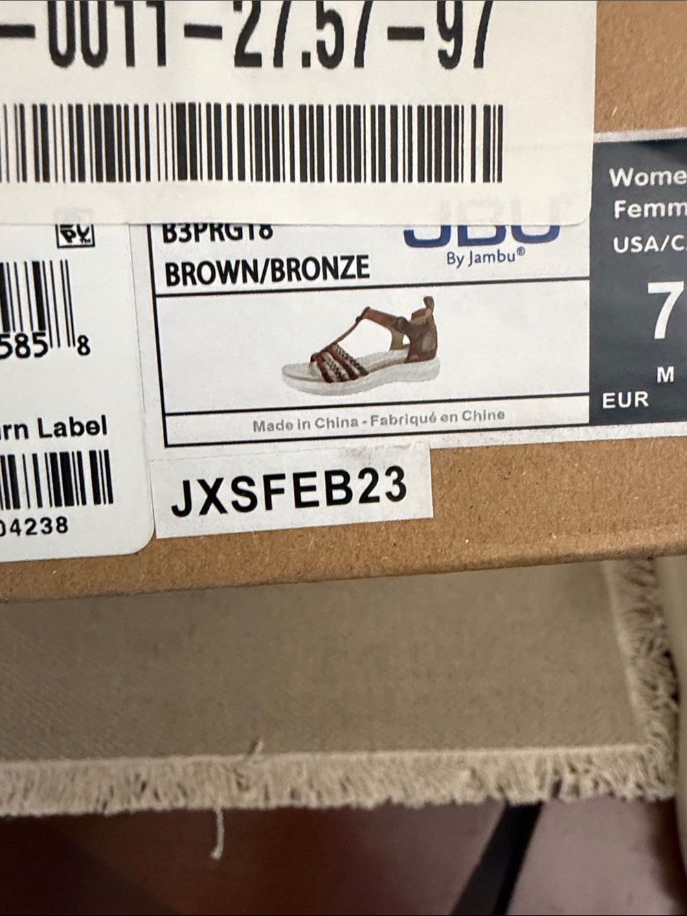 JBU Women's Brown Braided T-Strap Sandals with White Sole - Picture 3 of 13